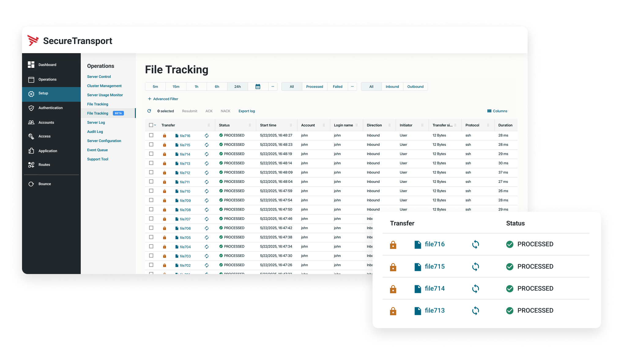 Axway MFT SecureTransport File Tracking